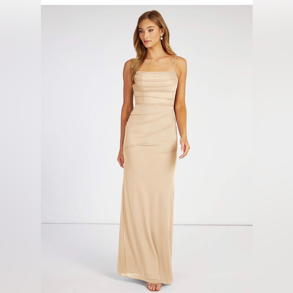 Azazie Beige Spaghetti-Strap Wedding Dress